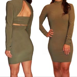 Olive dress with cutout back ❤️